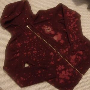 Distressed peace sign full zip hoodie